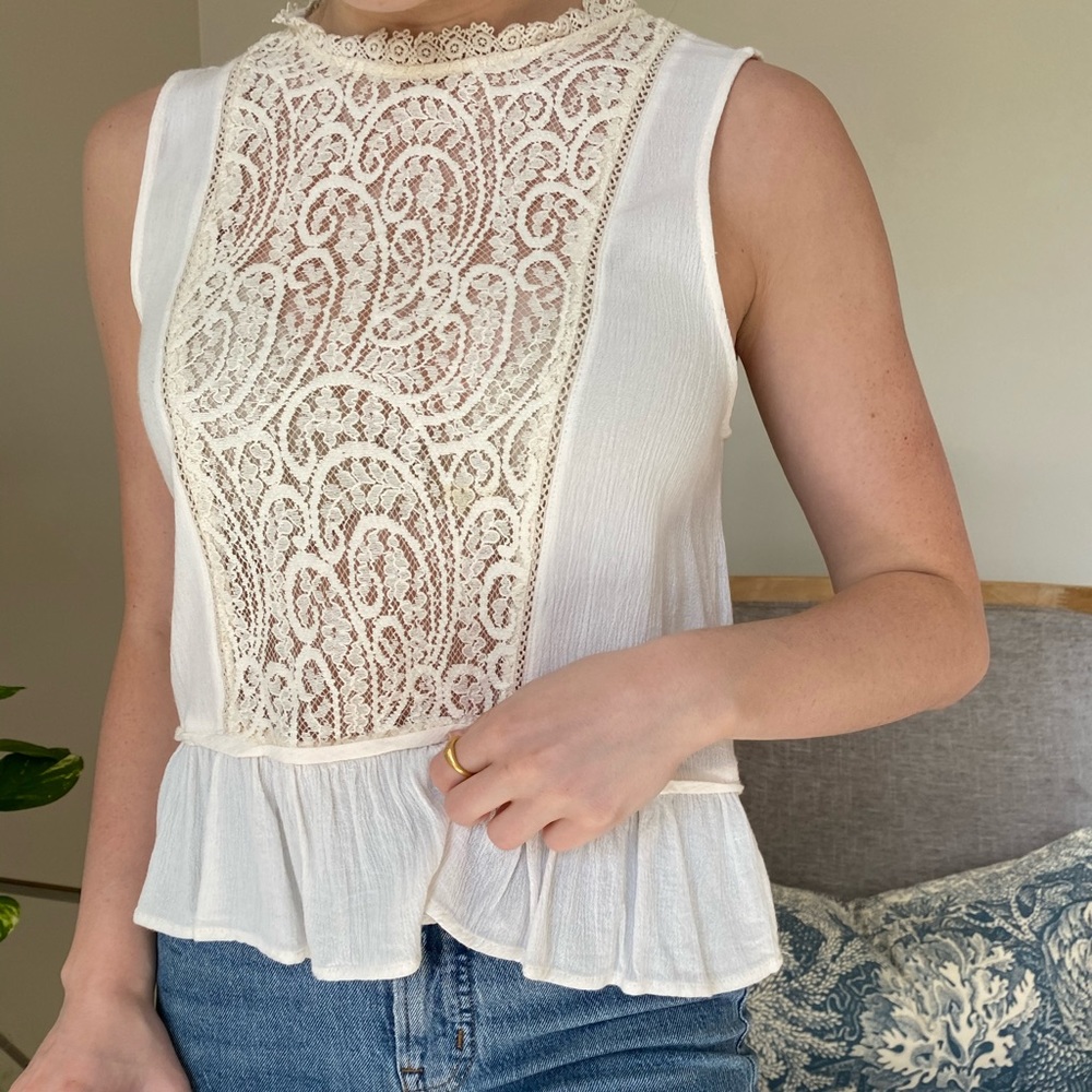 Eyelet Cream Tank Top